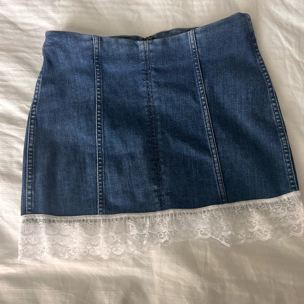 Free people reworked denim mini skirt